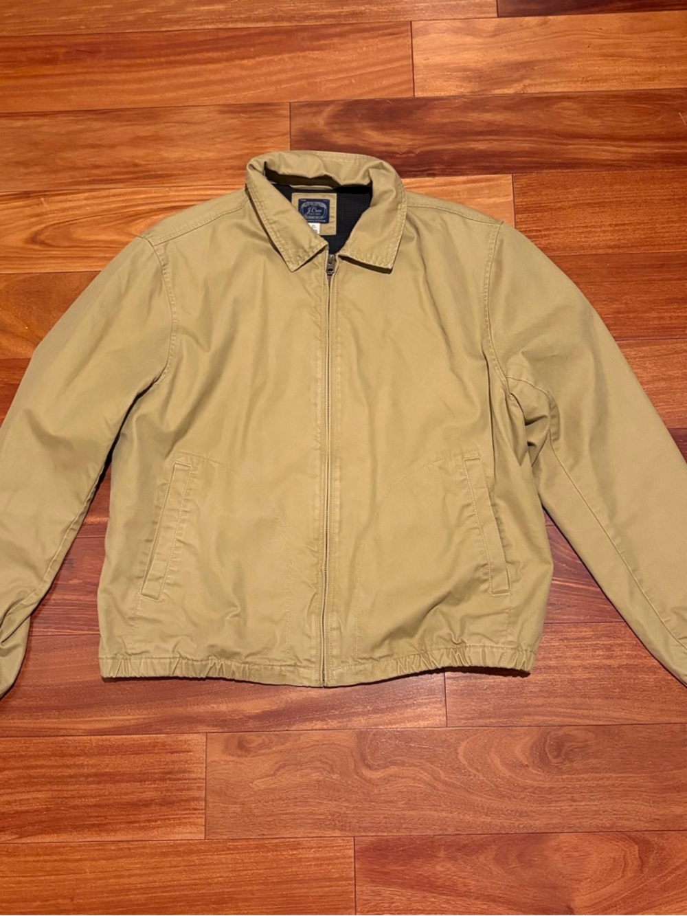 J. Crew Men's Lightweight Khaki Zip-Front Harrington Jacket